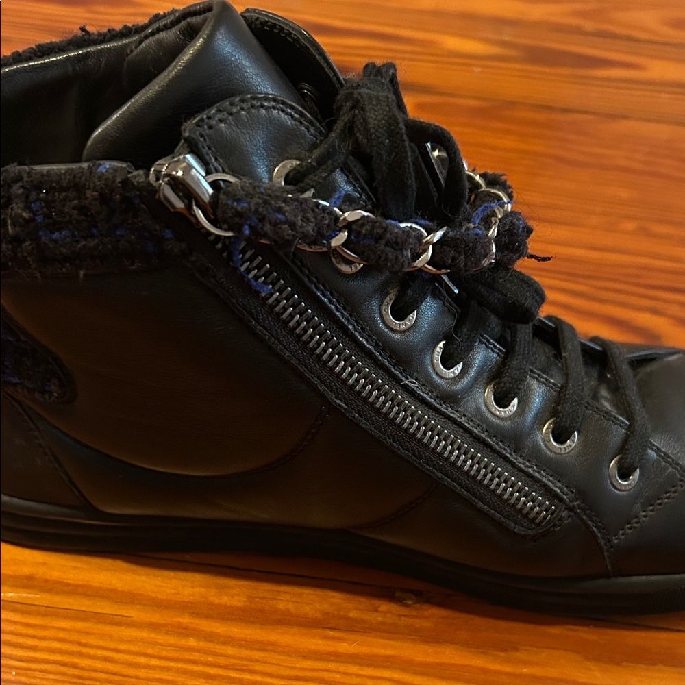 Chanel Leather and Tweed High Top Sneakers - Picture 8 of 16